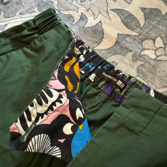 Uniqlo x Marimekko Green Wide-Leg Pants with Floral Cuffs - Picture 6 of 9